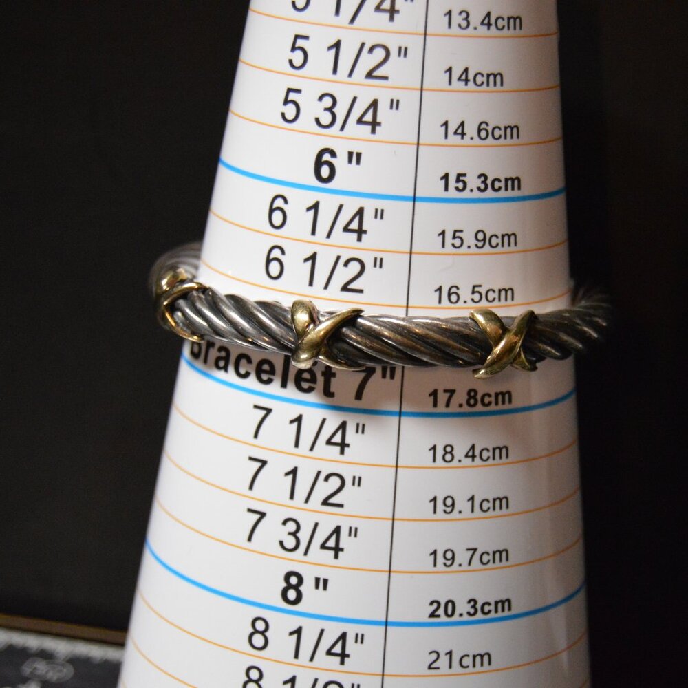 Vintage 18k Gold and Sterling Silver Twisted Cuff by TORC ALS - Picture 9 of 10